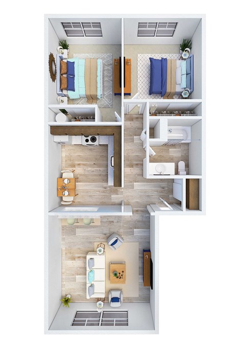 The Clairmont Apartments in Eugene, Oregon 2 Bedroom U Floor Plan